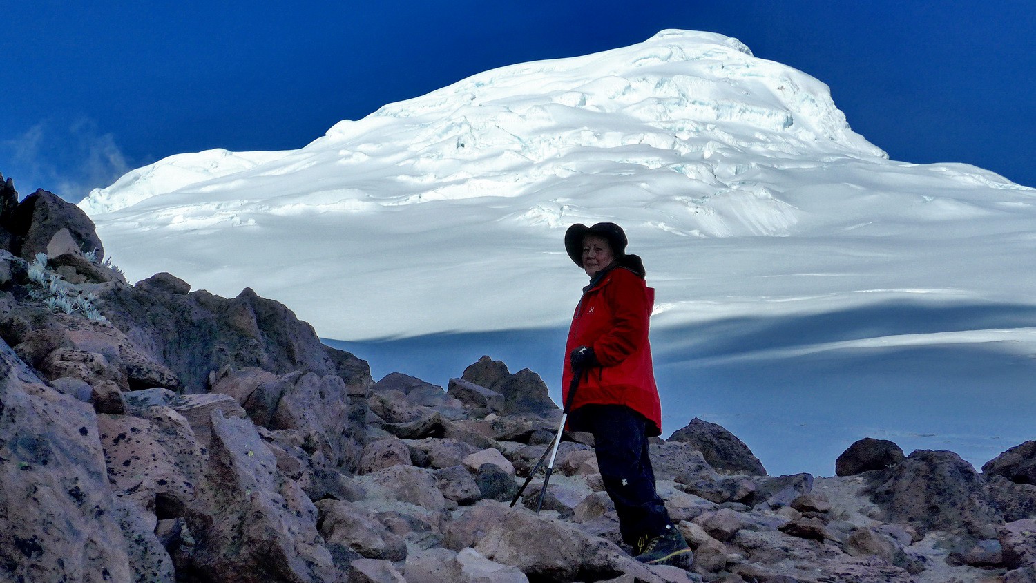 Marion with 5790 meters high Cayambe